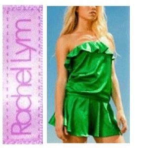 🌺 RACHEL LYM Luxurious Green MiniDress Cover-Up NWT $120 XS